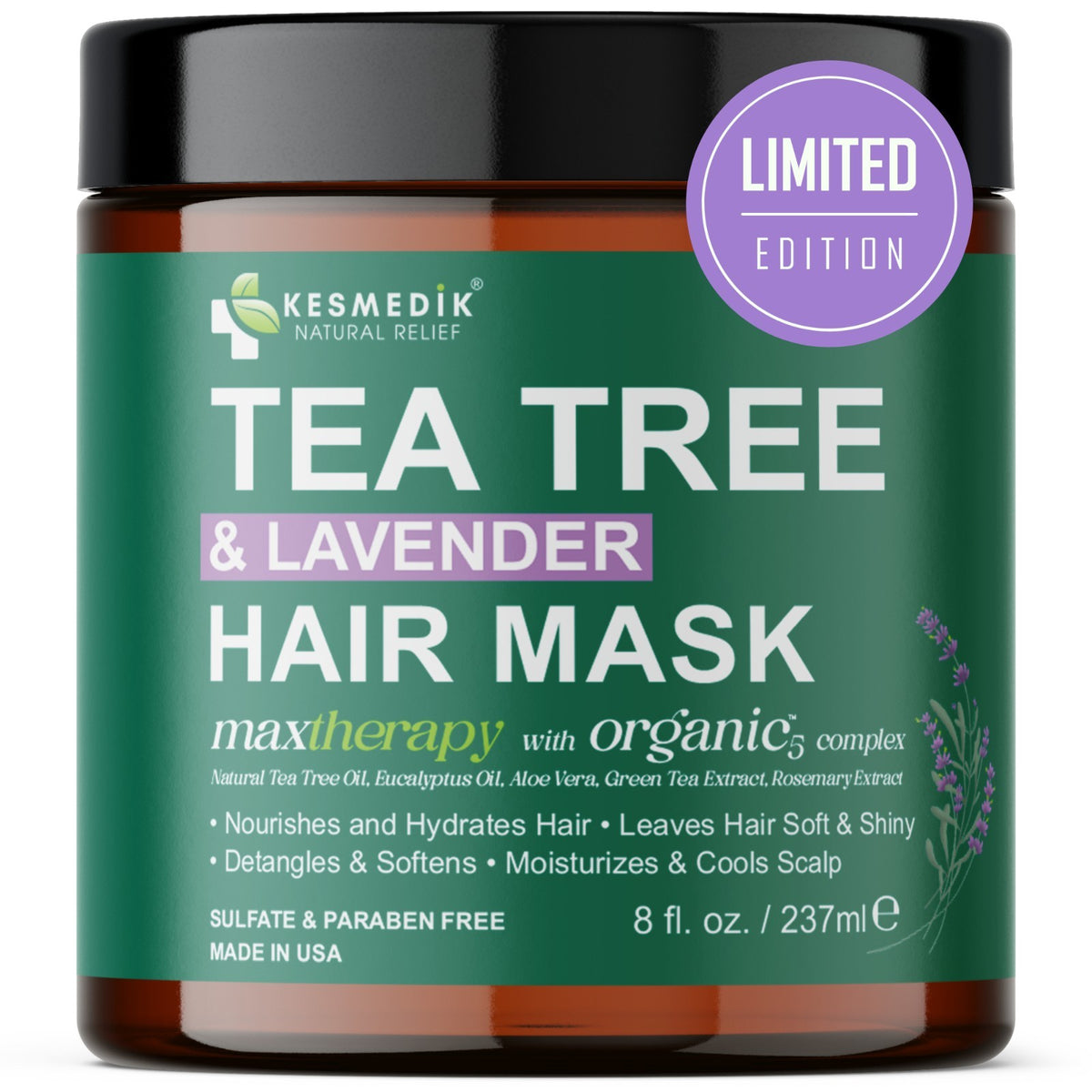 Tea Tree Oil Hair Mask for Dry Damaged Hair & Scalp Repair - Biotin & Argan Oil