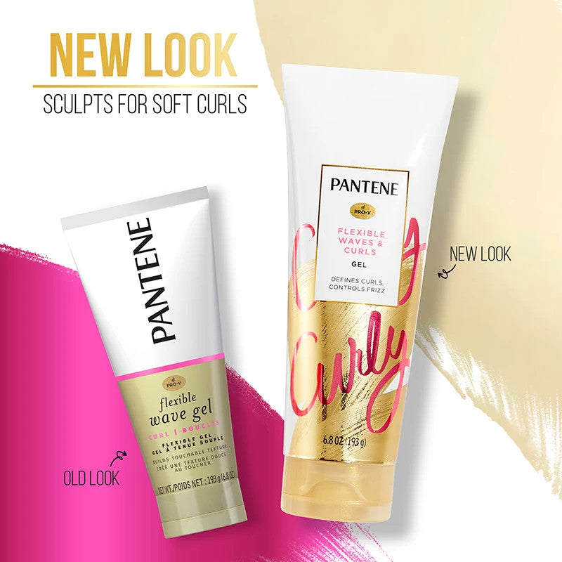 Pantene Flexible Wave Gel for Curly Hair - Touchable, Non-Sticky, 6.8 oz, 6 Pack
