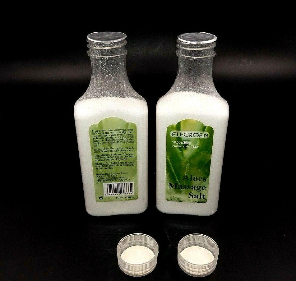 2 BOTTLES NATURAL SEA SALT MINERAL MASSAGE SCRUBBING SALTS 10-1/2 OZ