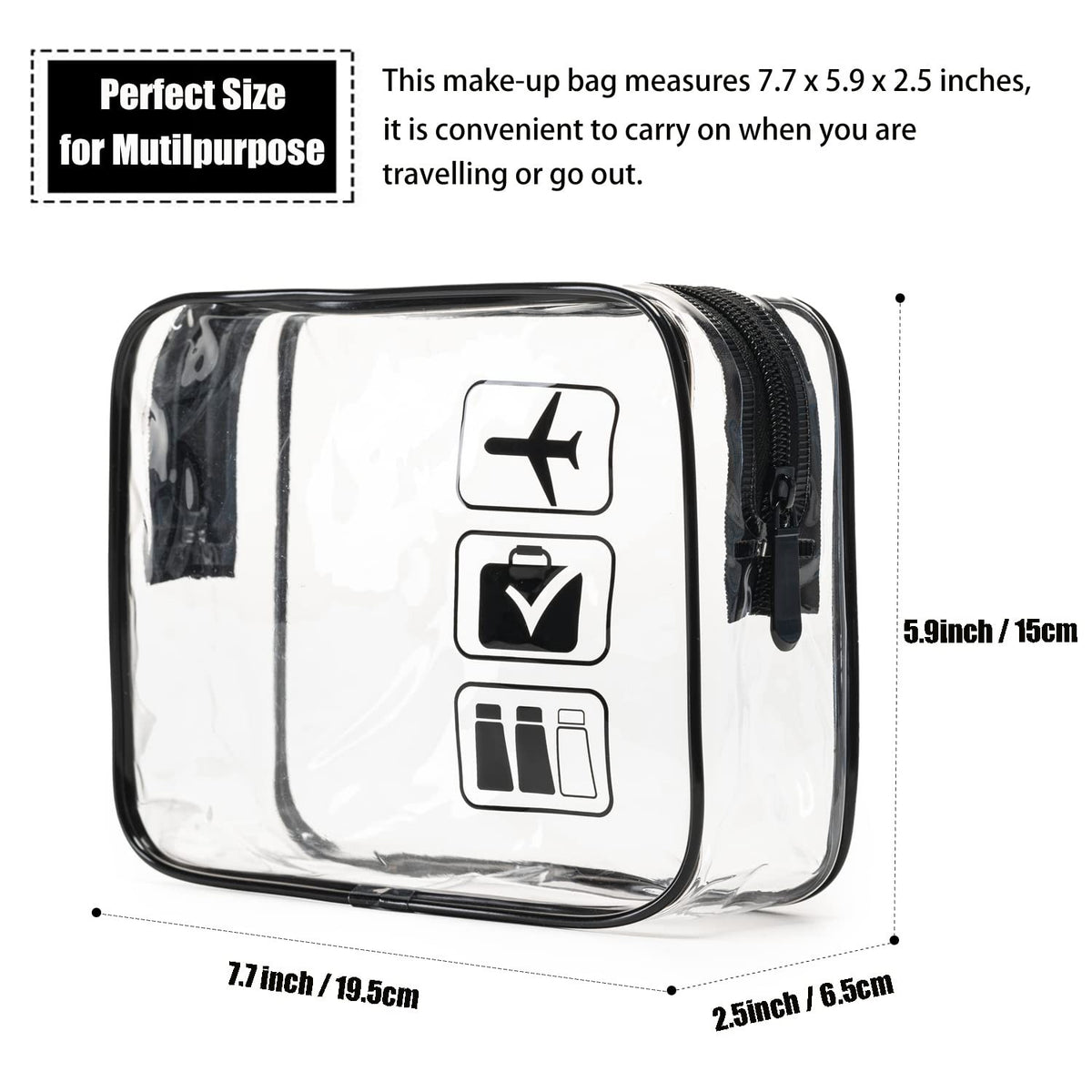 Transparent TSA Approved Travel Toiletry Bag Set of 3
