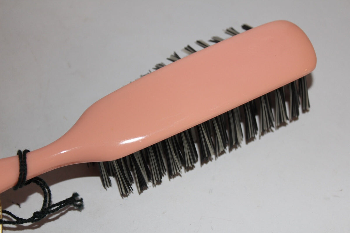 Vintage Round Bristle Hair Brush with Nylon Tips - 7.5" Pink