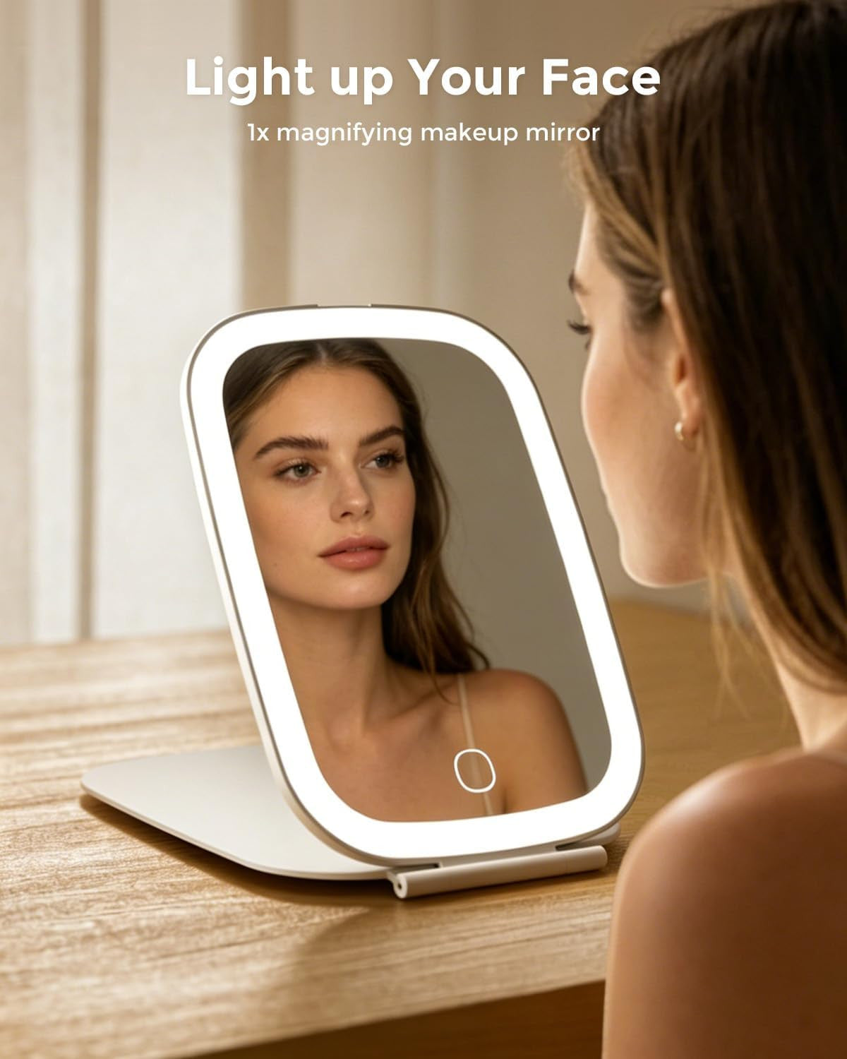 Rechargeable LED Travel Makeup Mirror 7x5 Inch with Bright Light