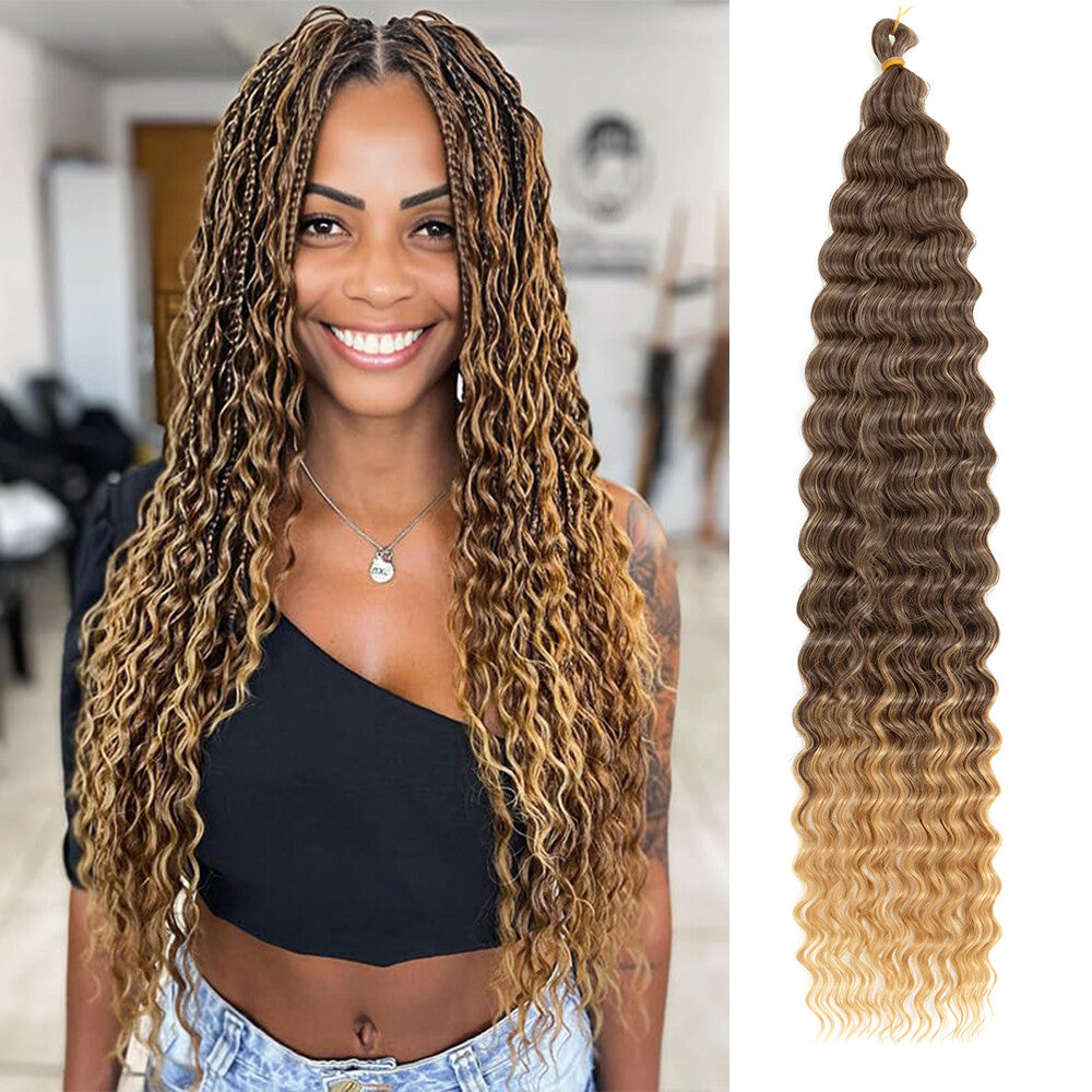 Deep Water Wave Braids Crochet Hair Extensions - Ombre & Curly Lengths