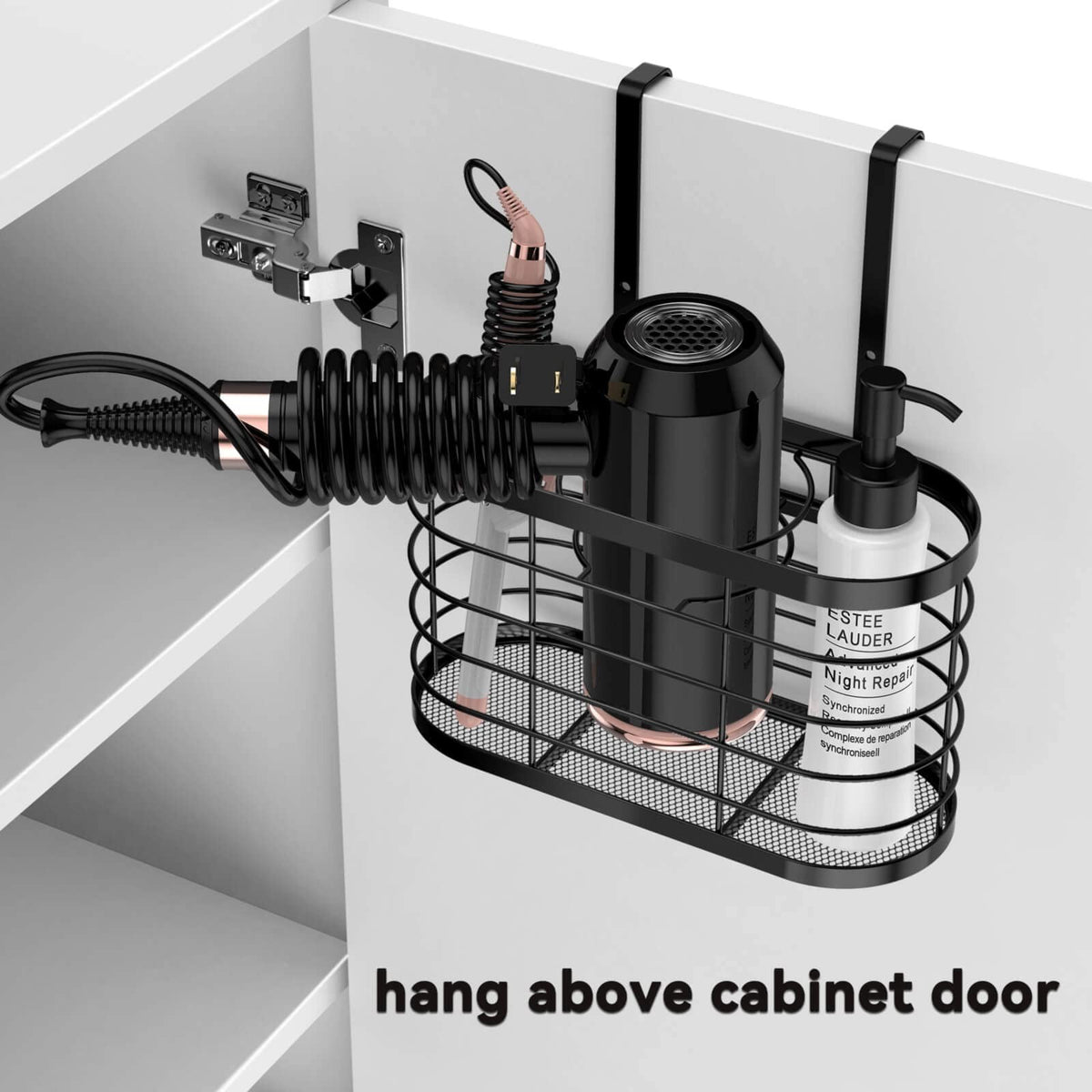 Adjustable Wall-Mount Hair Tool Organizer with 3 Compartments and Height Extension