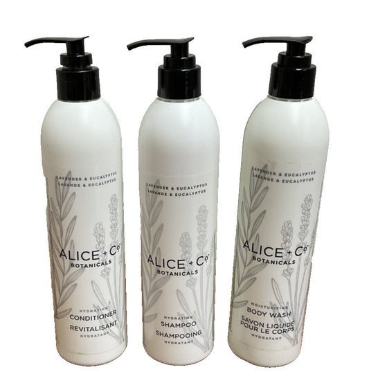 Alice+Co Botanicals Lavender & Eucalyptus Shampoo Conditioner & Body Wash Set - 12oz