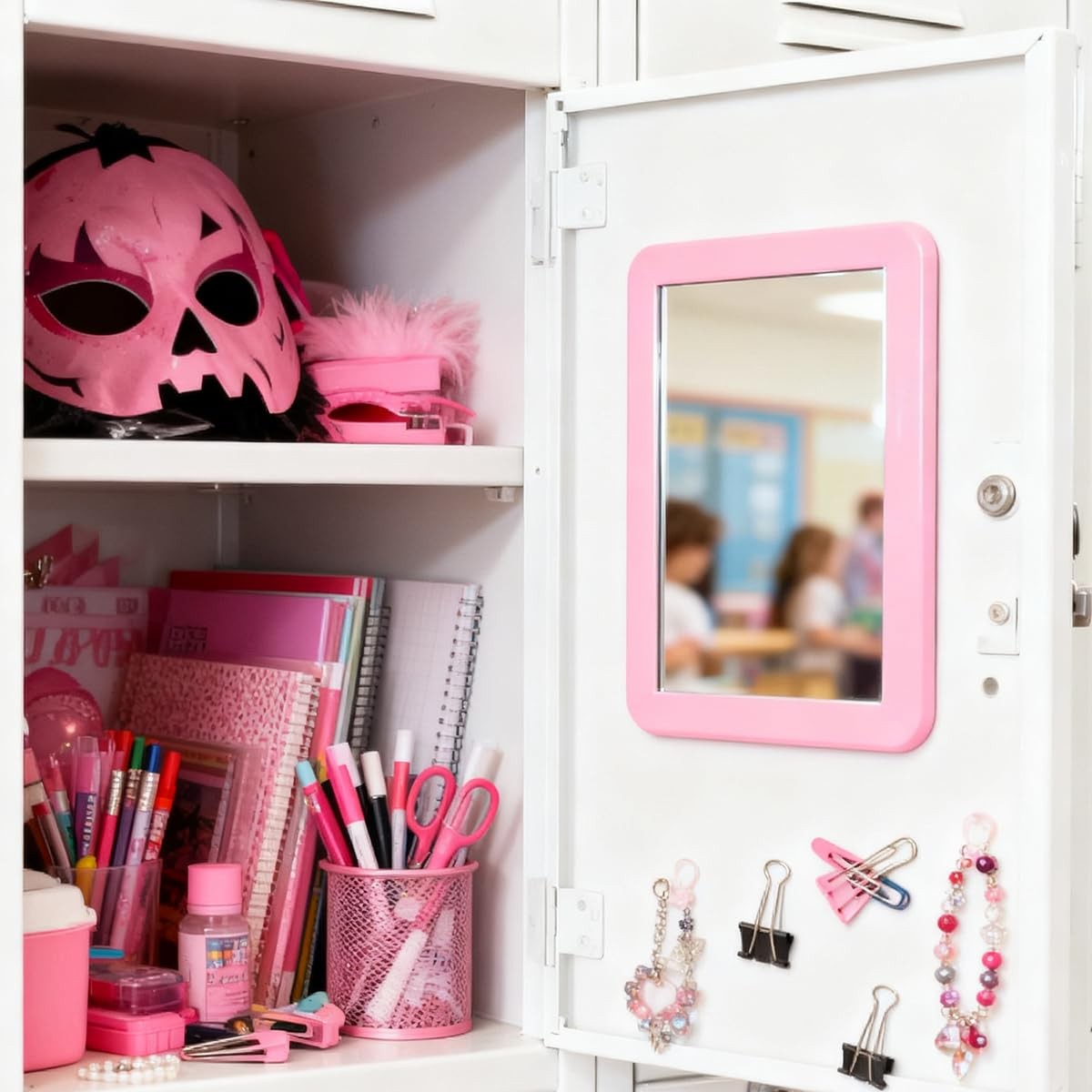 Magnetic Locker Mirror – Real Glass 5x7 Inches, Portable Desk/Locker Gadget