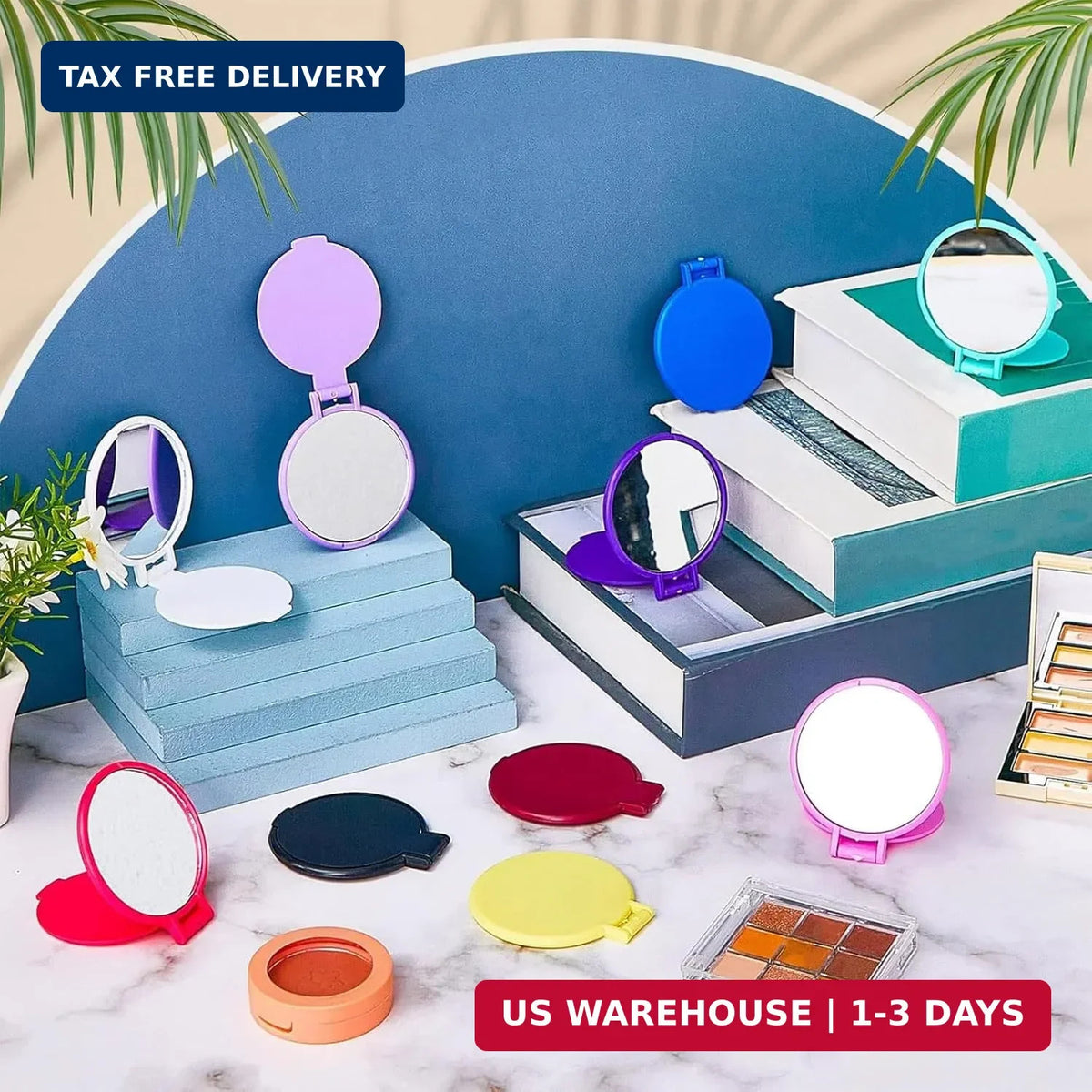 Mini Folding Pocket Makeup Mirrors Bulk Set - Colorful Compact with Stand for Travel & Gifts