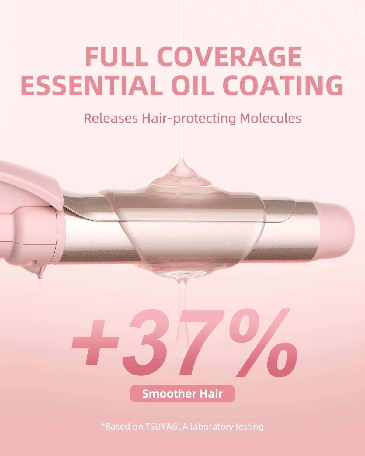 Long Barrel 1.25 Inch Hair Curling Iron with Ionic Ceramic, 5 Settings - Pink