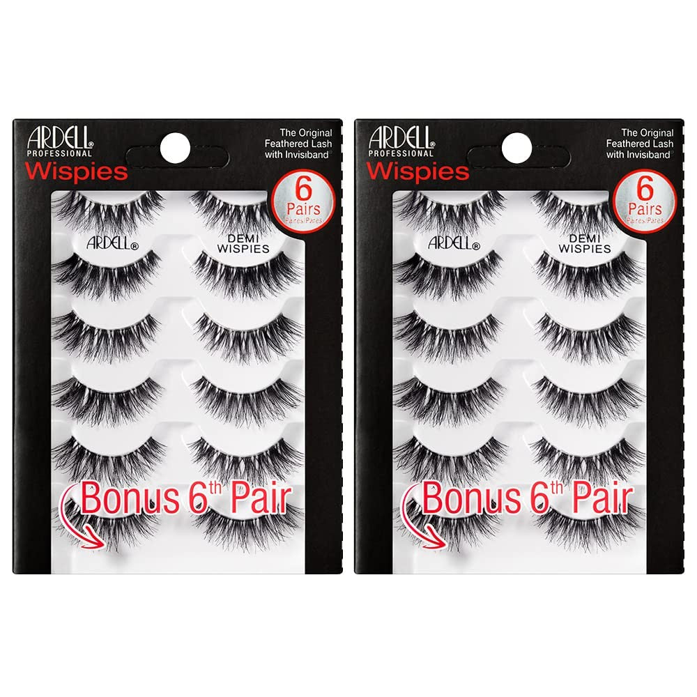 False Eyelashes Wispy Strip 12 Pairs Multipack - Medium Volume & Flared Style