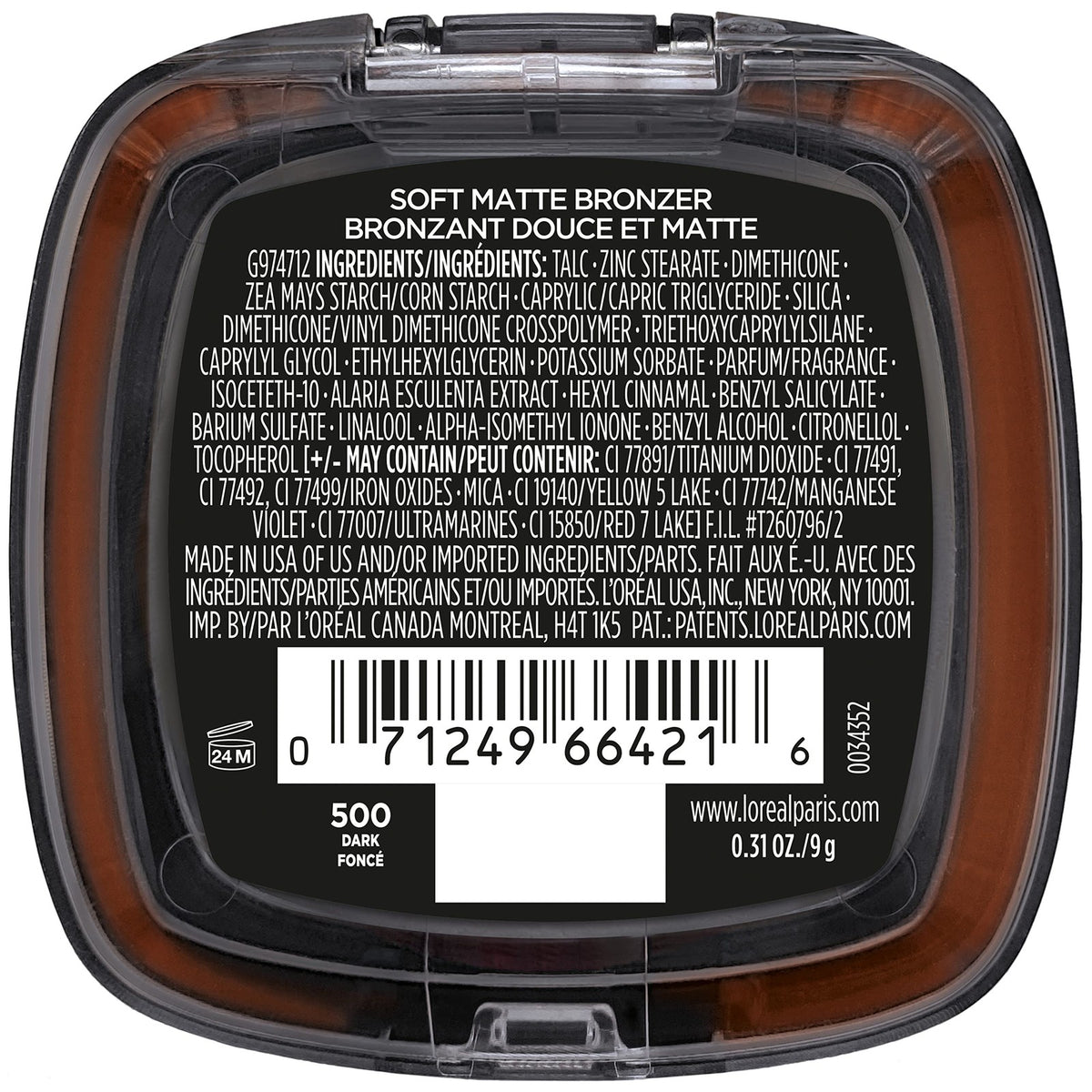 L'Oreal Paris Infallible Soft Matte Bronzer Set of 2 - 500 Dark, Longwear Face Makeup