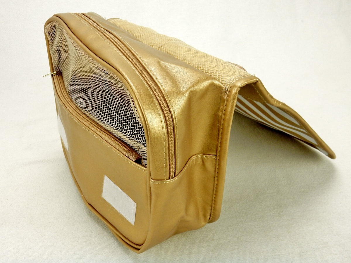 Hanging Cosmetic Bag Nylon Shell with Vinyl Pouch and Metal Hook