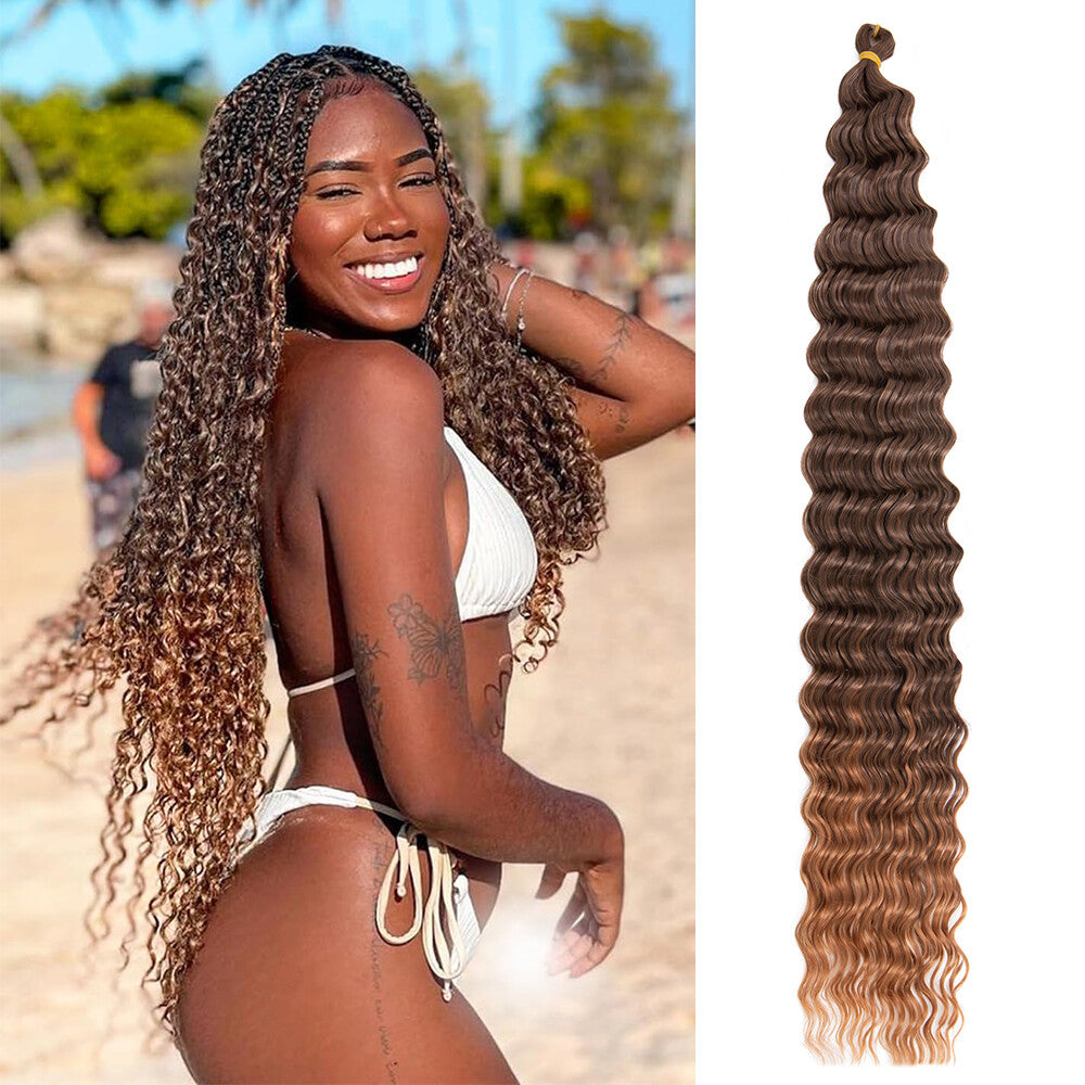 Deep Water Wave Braids Crochet Hair Extensions - Ombre & Curly Lengths