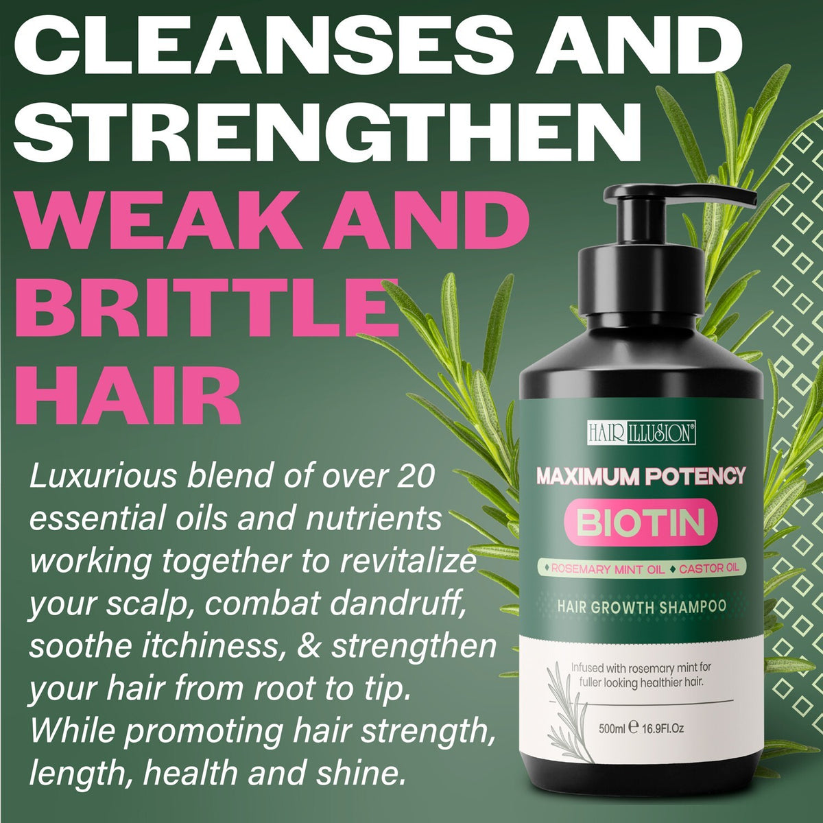 Hair Growth Shampoo with Biotin, Rosemary & Castor Oil