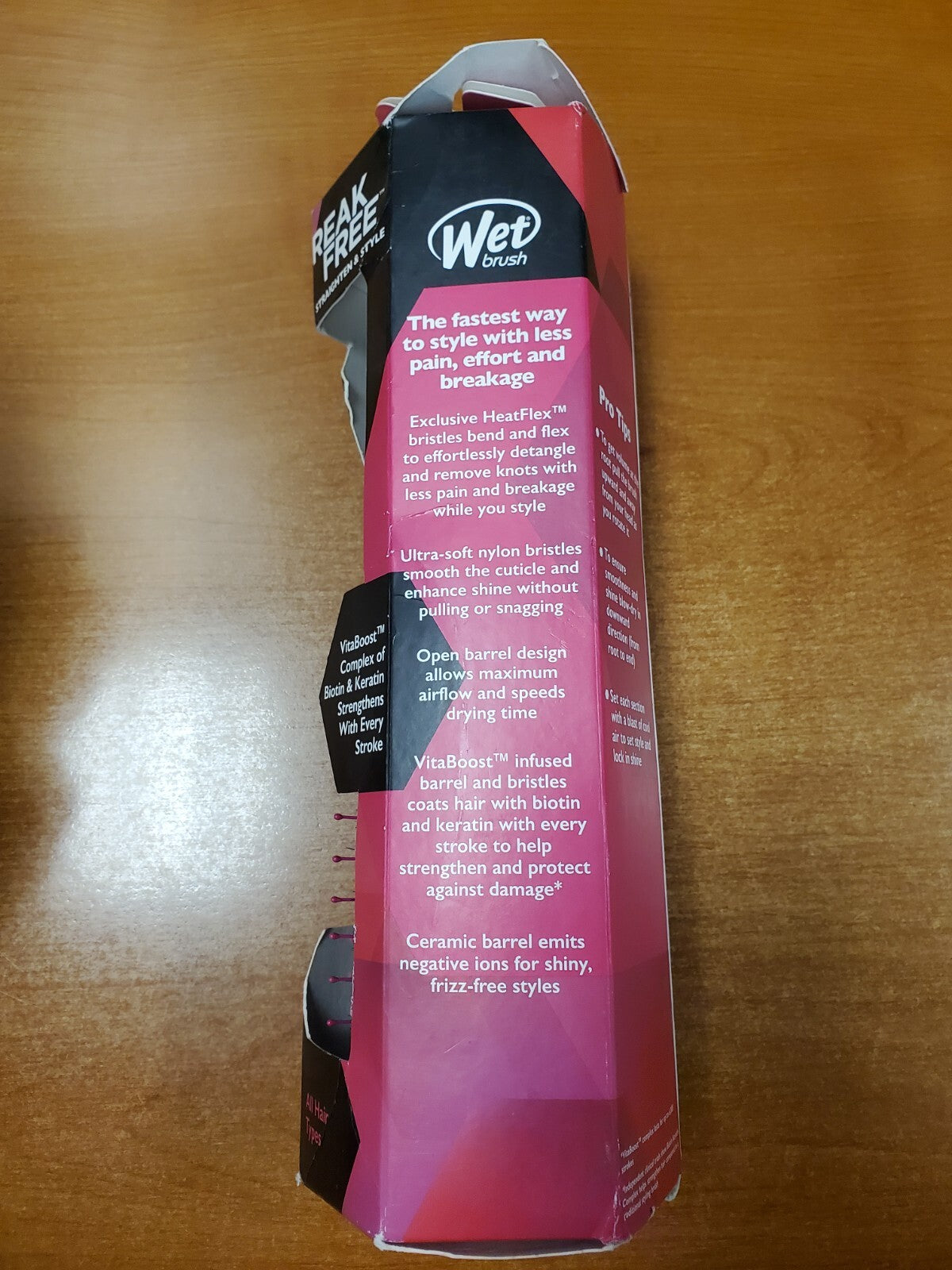 Round Open Barrel Hair Brush for All Hair Types - Pink Styling & Detangling