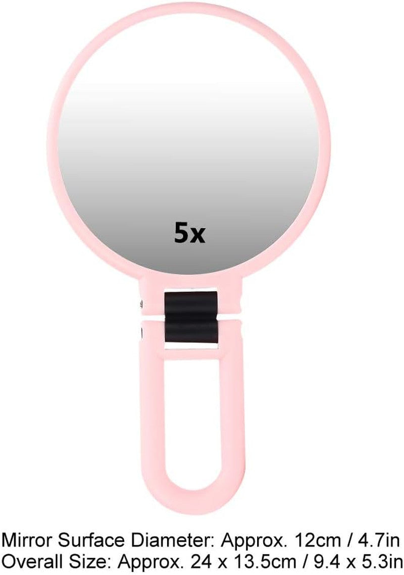 Portable Travel Mirror with 5X Magnification - Folding Cosmetic Mirror for Makeup