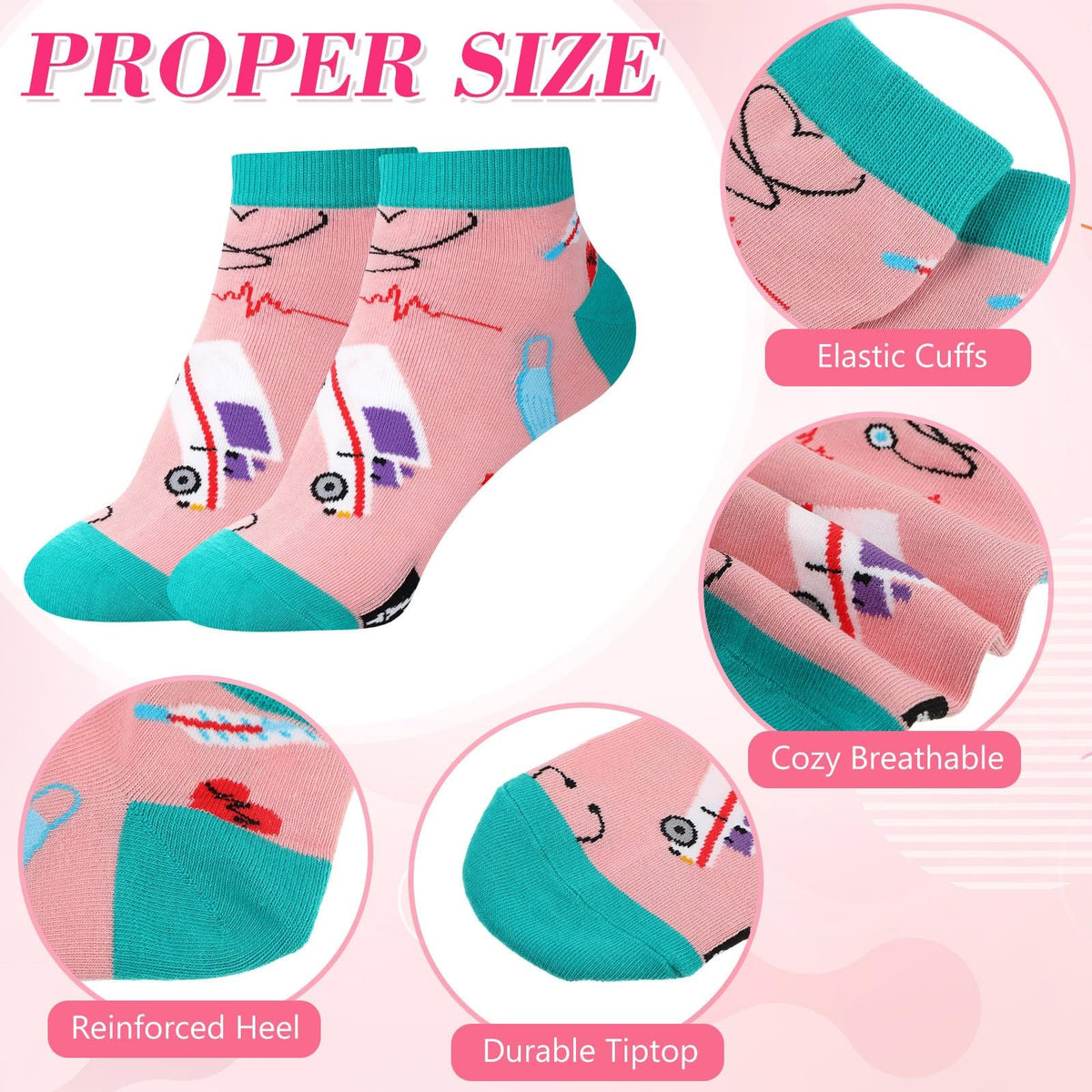 Nurse Appreciation Gift Set - Socks, Cosmetic Bag & Keychains - Bright Nurse Elements