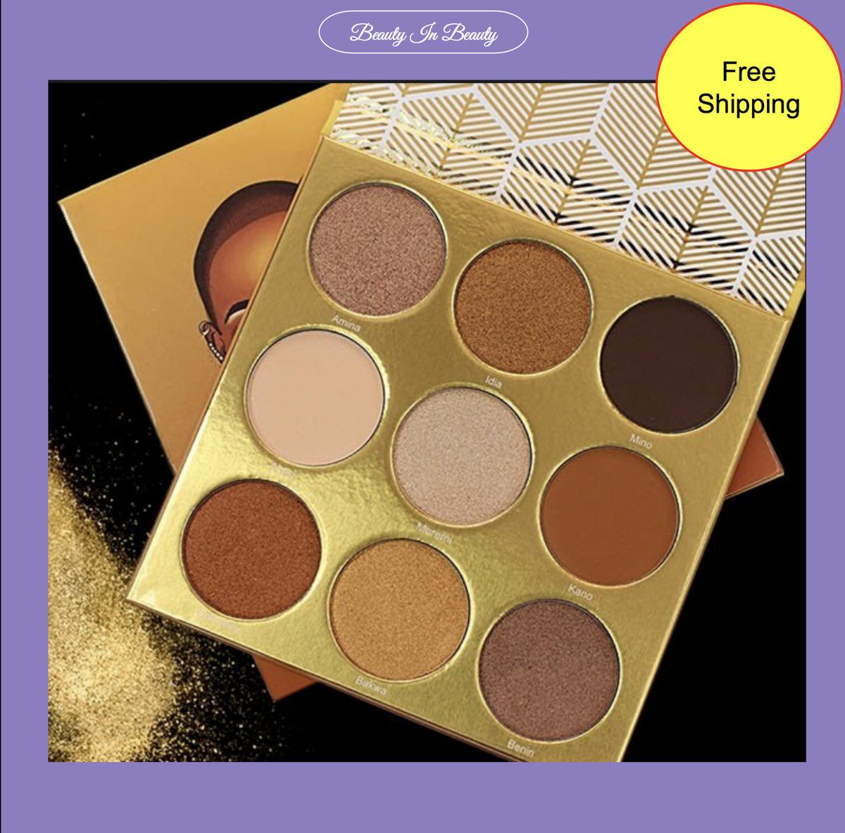 Eyeshadow Palette - 9 Pigmented Golds Browns Bronzes for Bold Looks