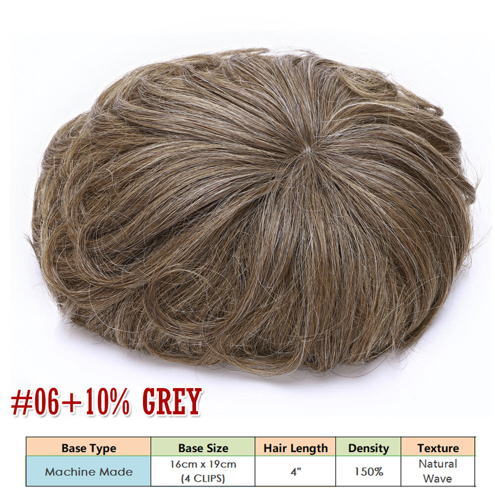 Men's Hair Replacement System Toupee Human Hair Skin V Loop - Natural-Looking Hairpiece