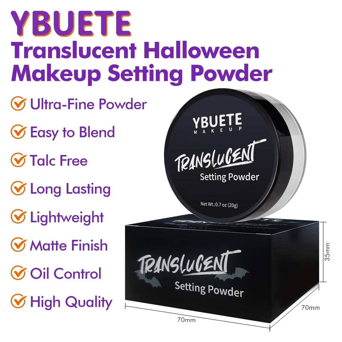Translucent Loose White Setting Powder - Long-Lasting, Oil-Control Makeup