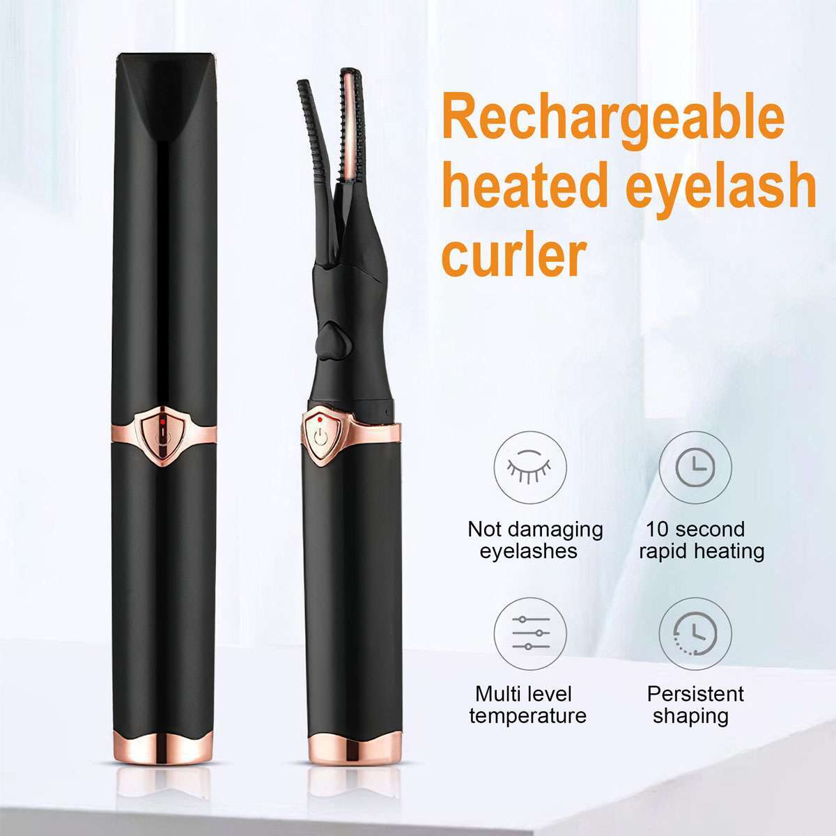 Rechargeable Heated Eyelash Curler with USB Charging and 3 Temperature Settings