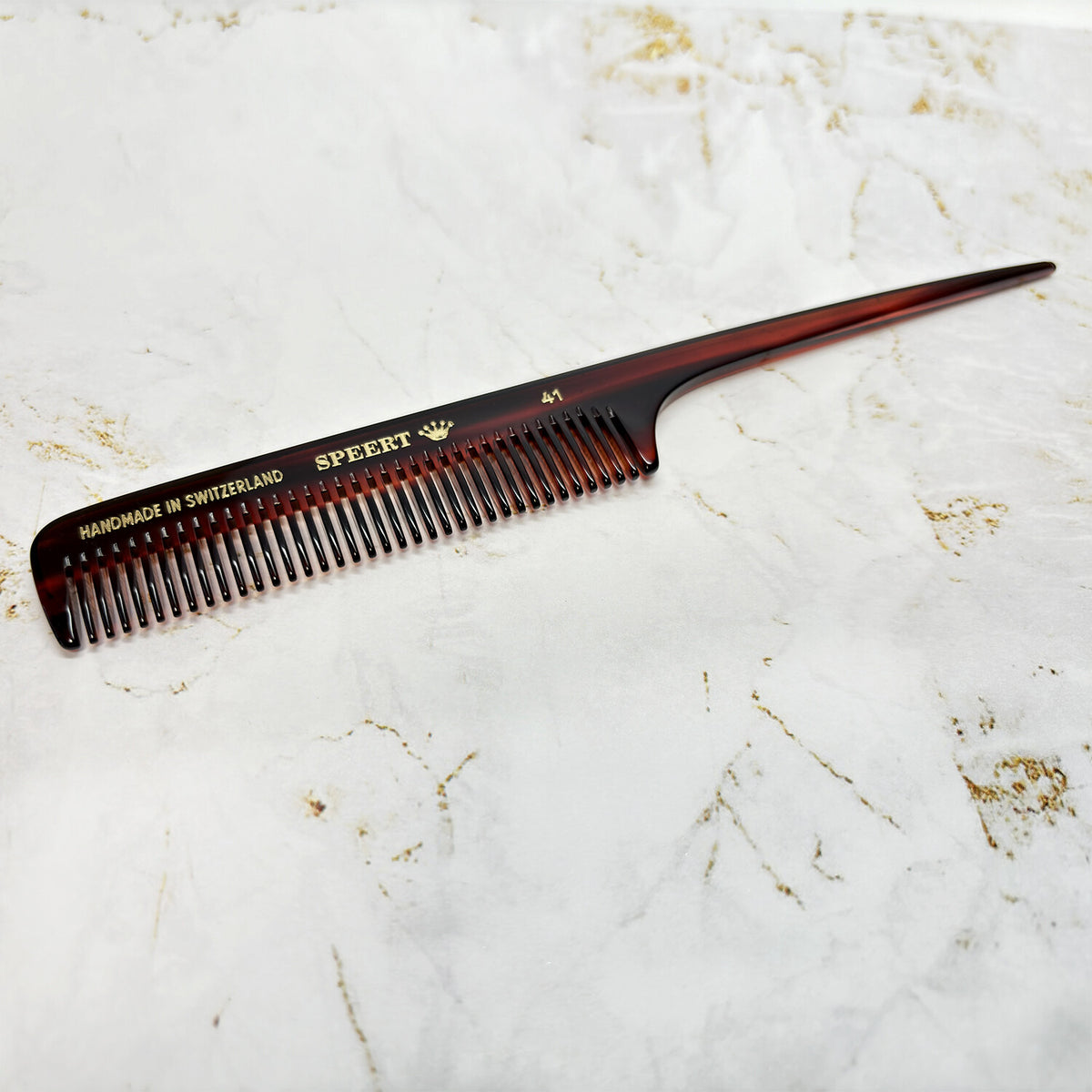 Handmade European Cellulose Acetate Comb 8-Inch Tortoise Havana Style