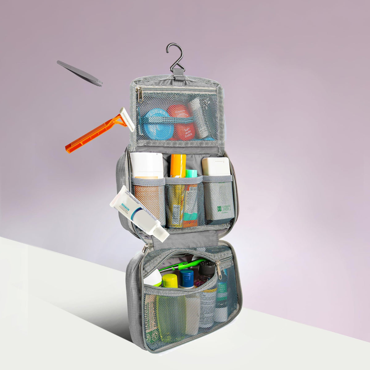 Travelon Compact Hanging Toiletry Kit - Lightweight Travel Organizer