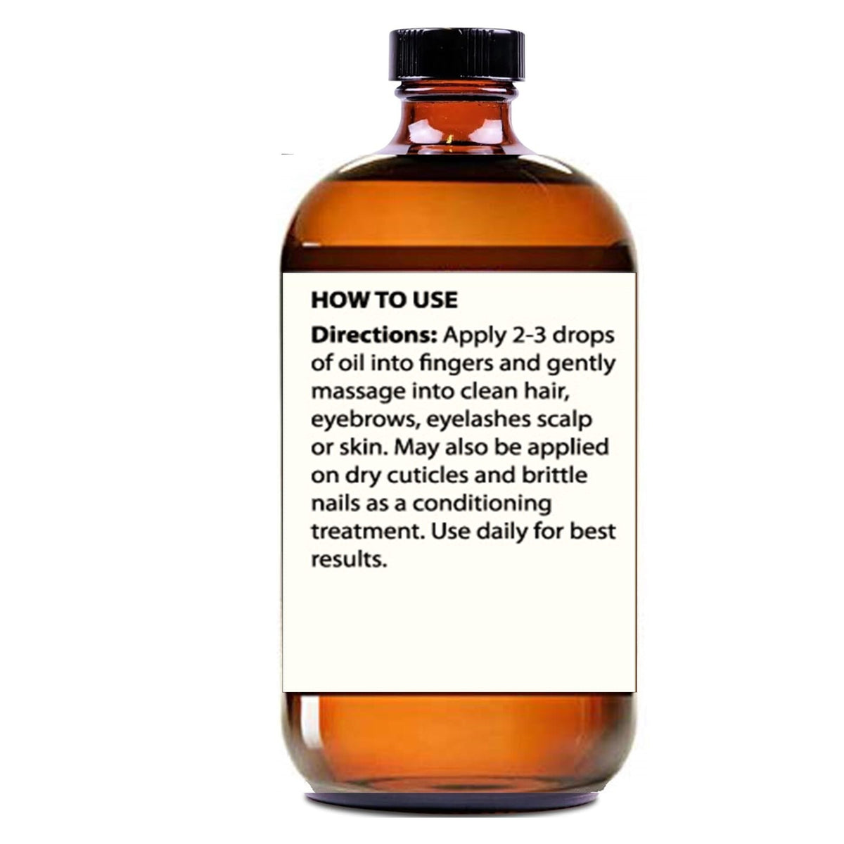 Organic Cold Pressed Castor Oil in Glass Bottle for Hair Skin & Eyelashes