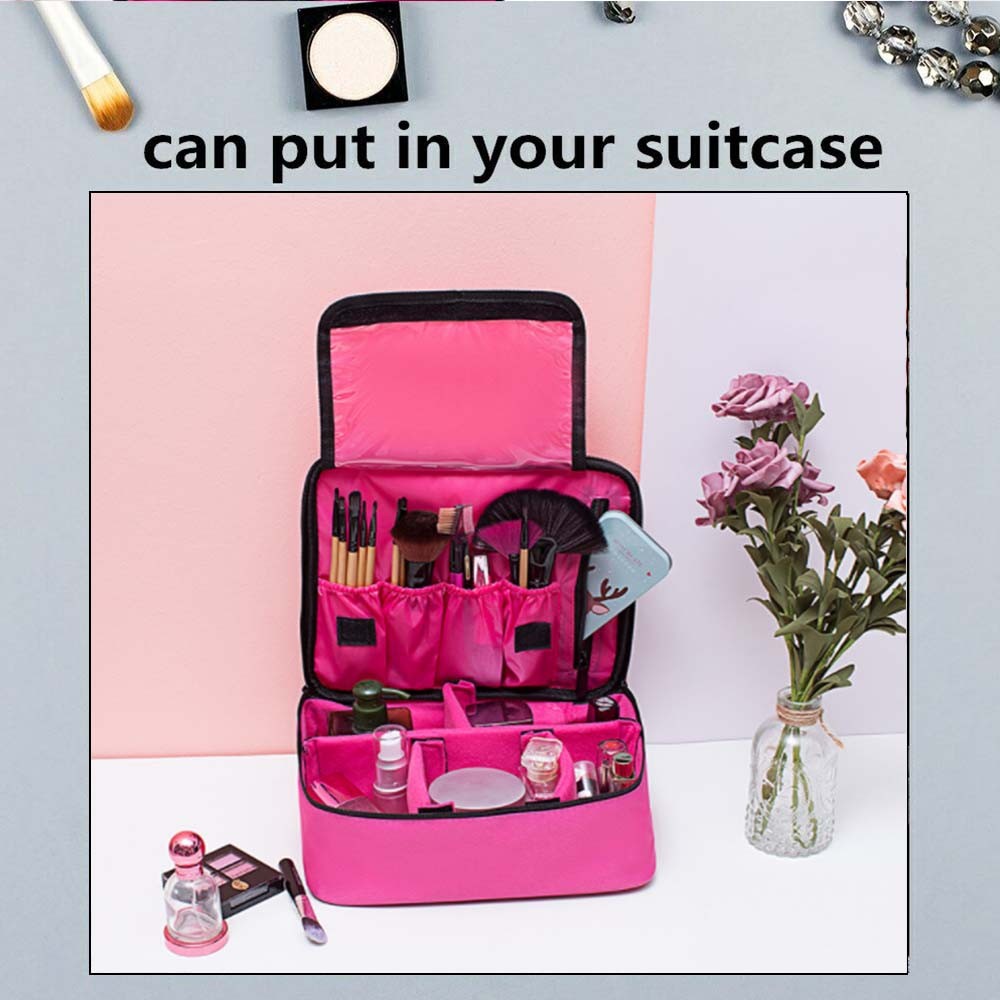 Large Waterproof Makeup Bag with Handle, Travel Cosmetics Organizer, Toiletries Kit