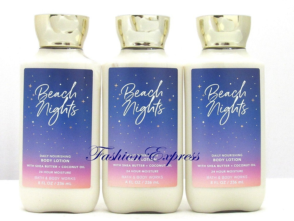 BATH & BODY WORKS BEACH NIGHTS LOTION 8 FL OZ (LOT OF 3 PCS)