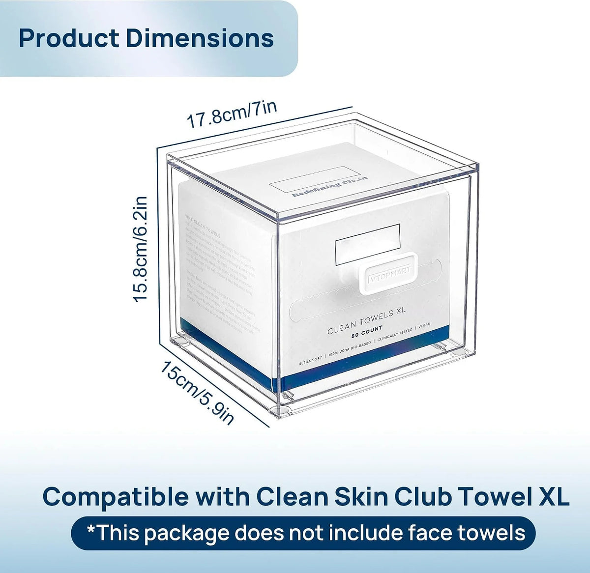 Disposable Facial Towel Holder with Clear Storage Drawer - Fits XL Towels