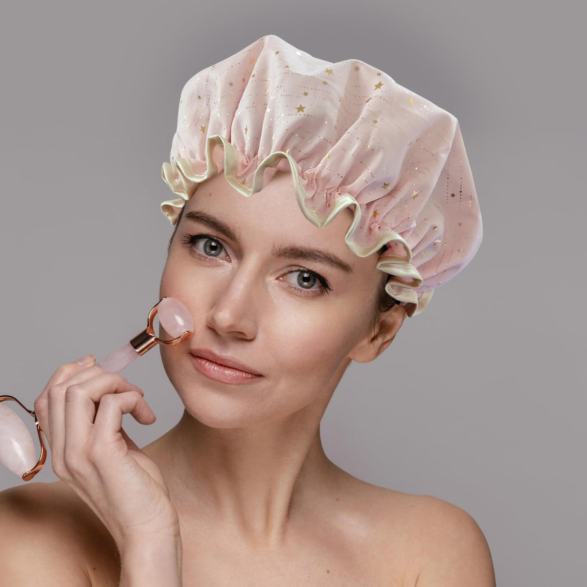 1 Pack Shower Caps, Elastic and Reusable Bonnet, Double Waterproof