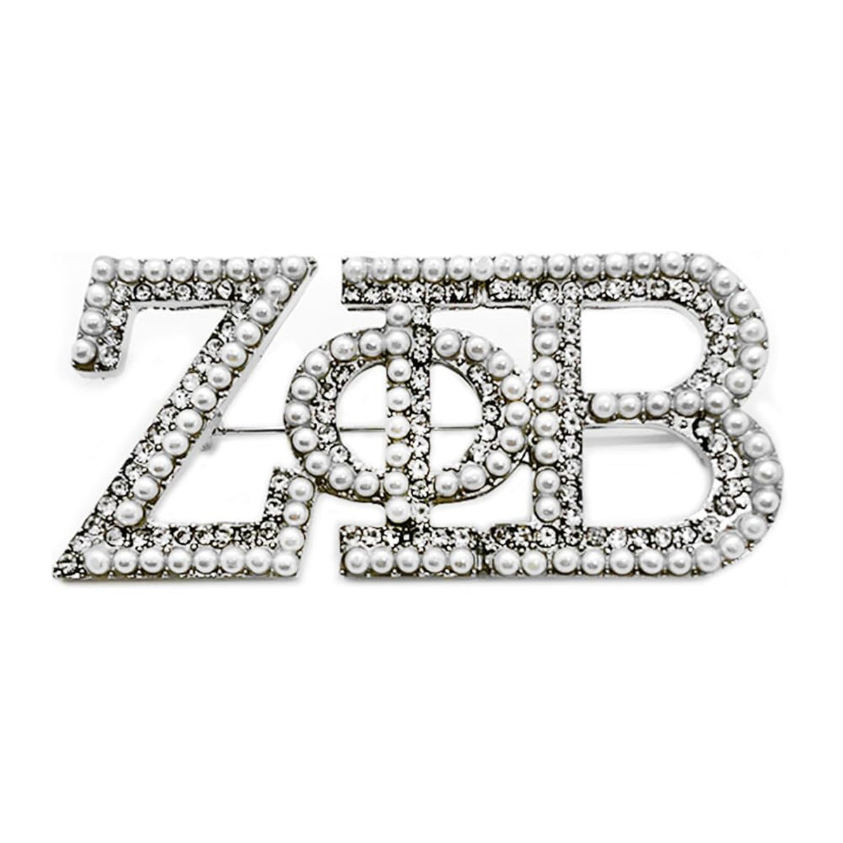 Greek Letter Sorority Brooch - Black Women ZETA ZPB BETA Pearl Metal Pin