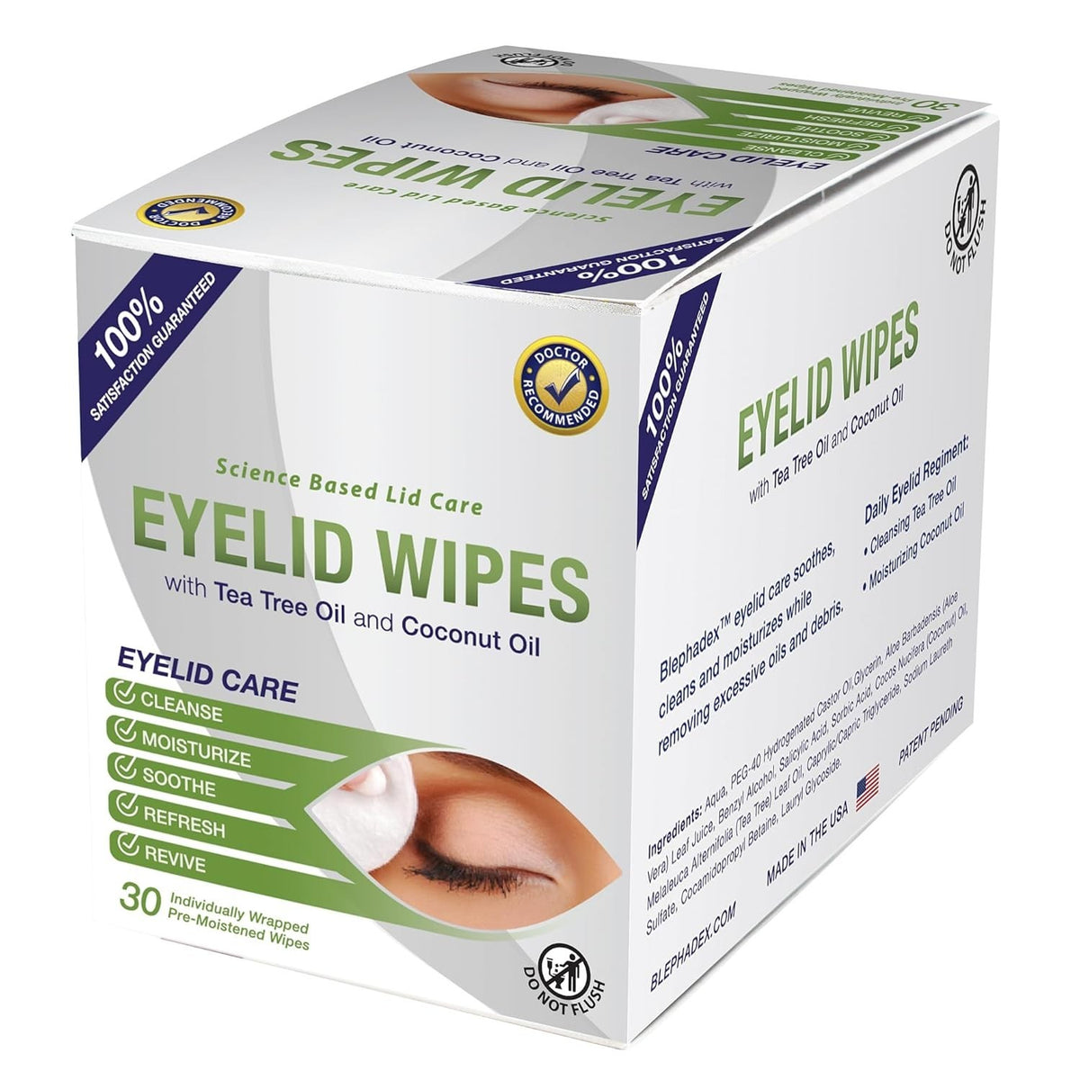 Eyelid Hygiene Wipes - Gentle Cleansing for Eyelids & Lashes, Pack of 3