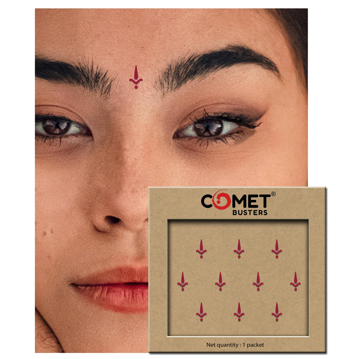 Red Kalyanam Bindi - Sacred Designer Shape, Pack of 10, 11mm
