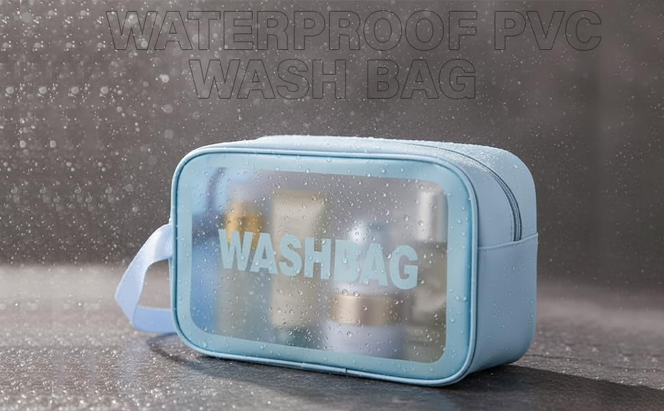 3-Piece Makeup Cosmetic Bag Travel Organizer Set Blue Small Medium Large