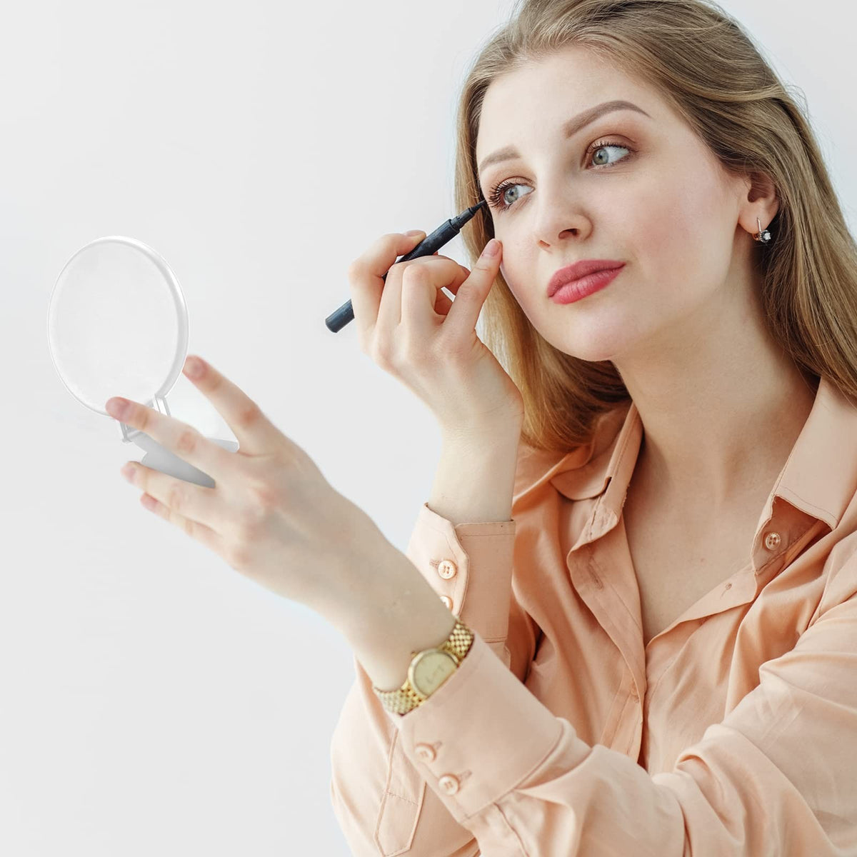72 Pack Portable Round Makeup Mirrors - Foldable Compact Travel Vanity