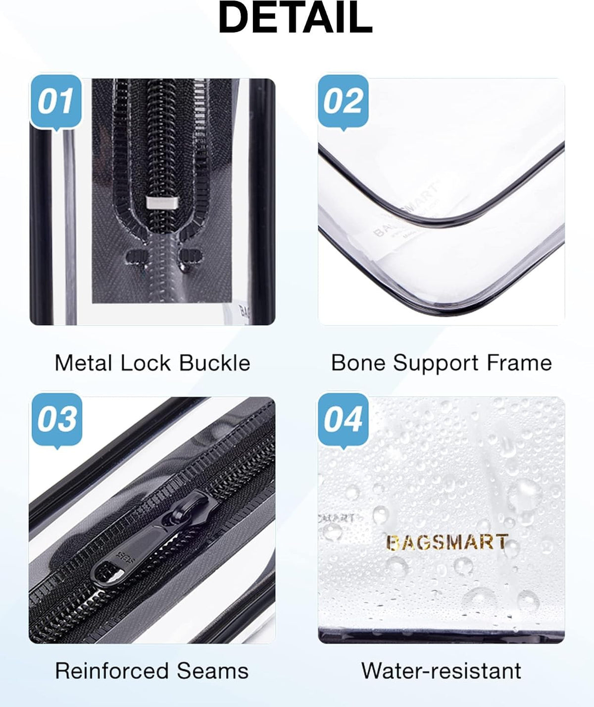 Water-Resistant Clear Toiletry Bag 2-Pack TSA Approved Travel Organizer