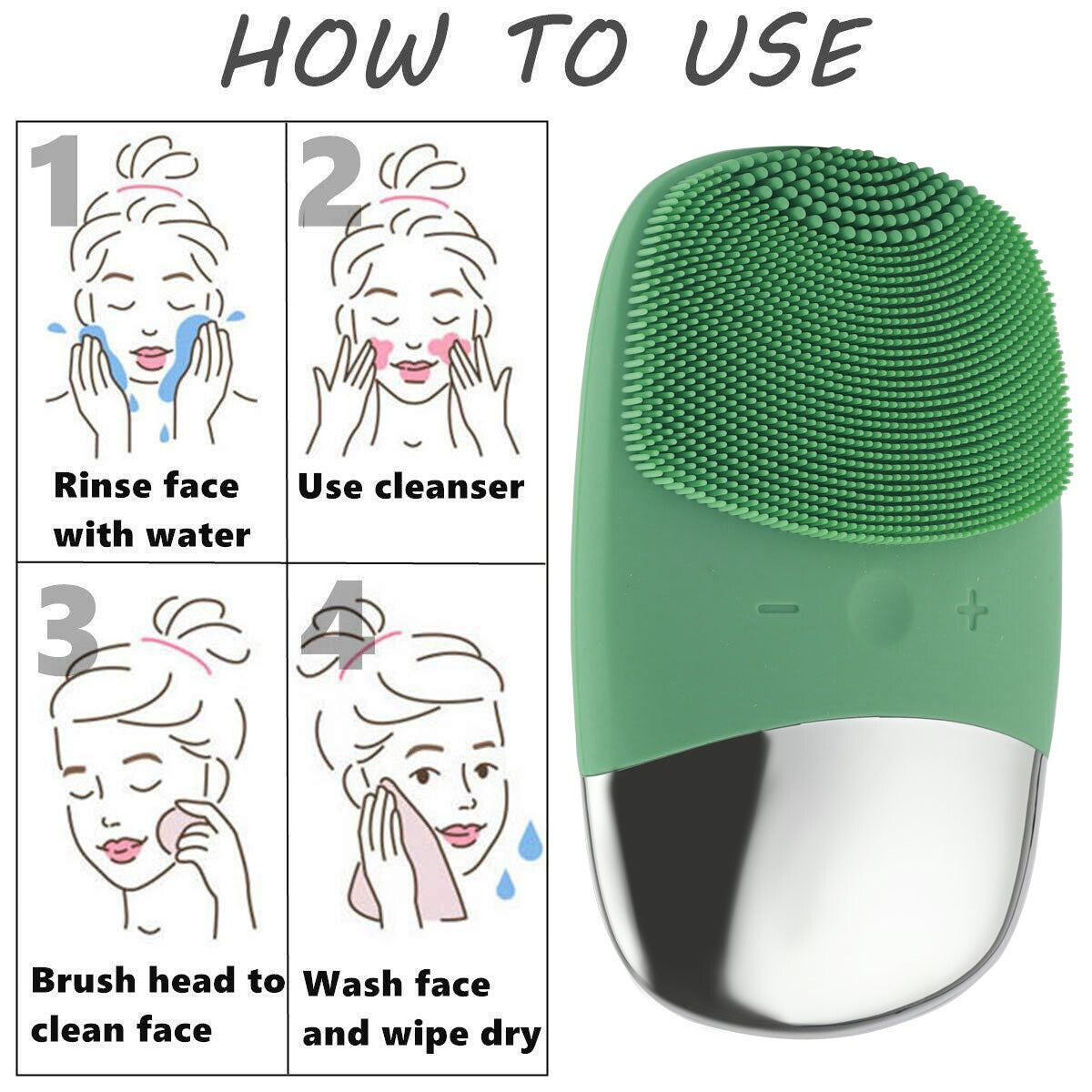 Electric Silicone Facial Cleansing Brush Waterproof Skin Care Massager