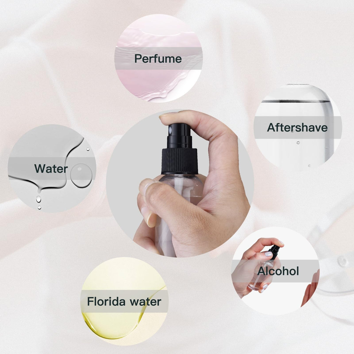 Refillable 2oz Travel Spray Bottles - Clear Fine Mist Atomizers 10 Pack