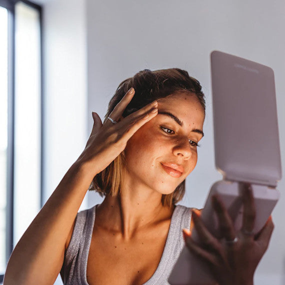 Mini Rechargeable Vanity Mirror with LED & Magnifiers - Portable, Dimmable Light