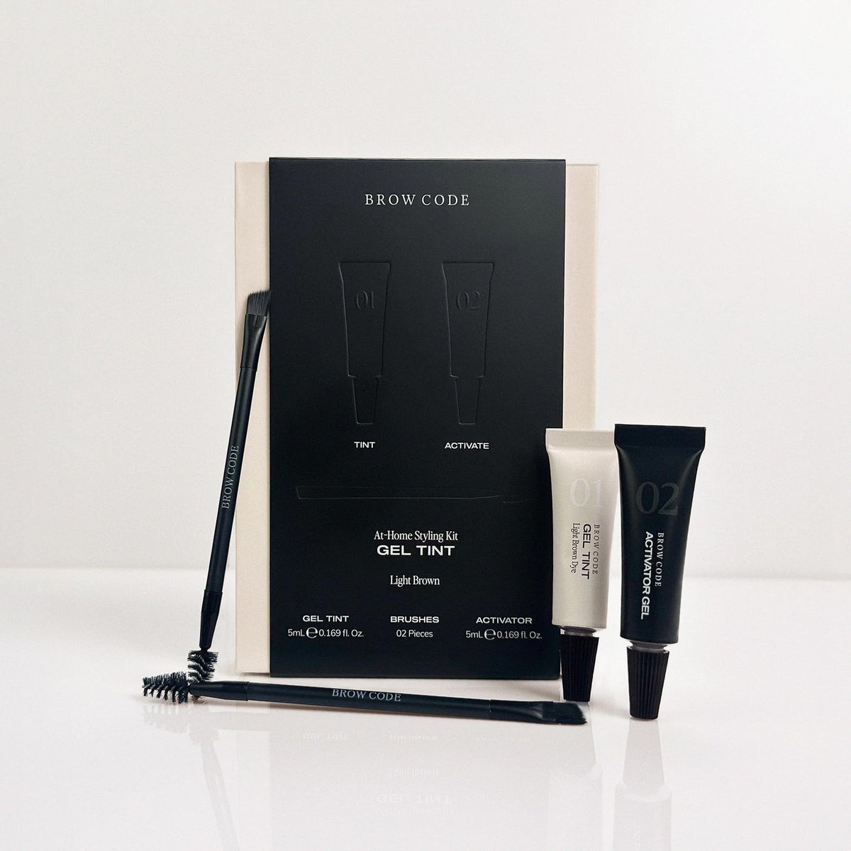 Light Brown Brow Tint Kit for Eyebrows - 2-Step Gel, Long-Lasting