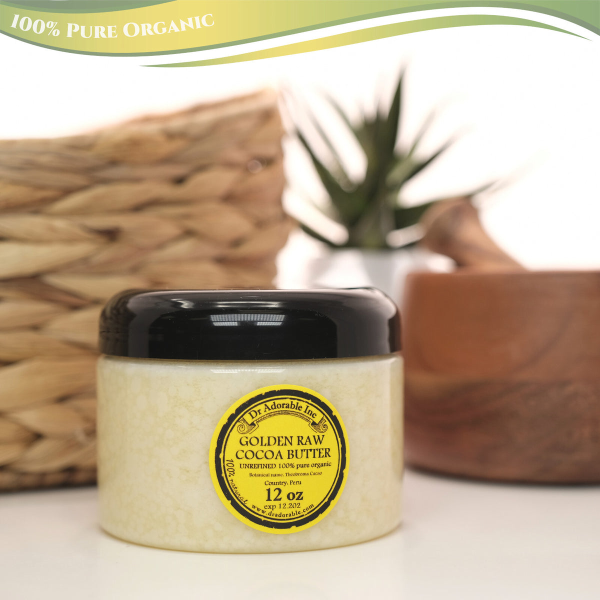 Organic Cold Pressed Cocoa Butter - Golden Raw Pure