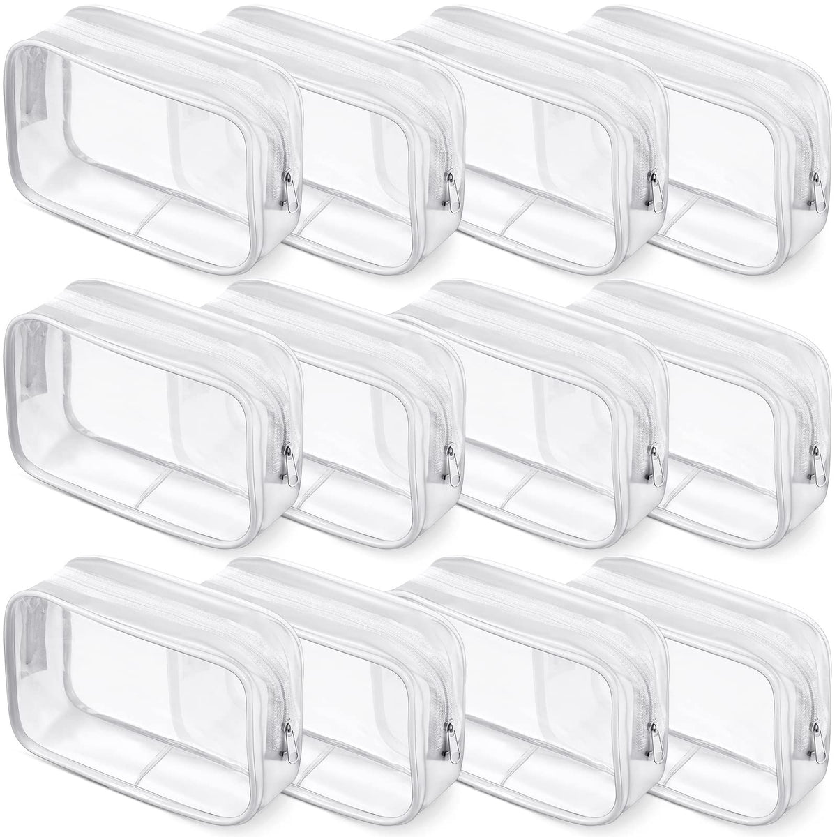 12 Pack Clear Waterproof Cosmetic Bags PVC Zipper Organizer Travel Makeup Storage