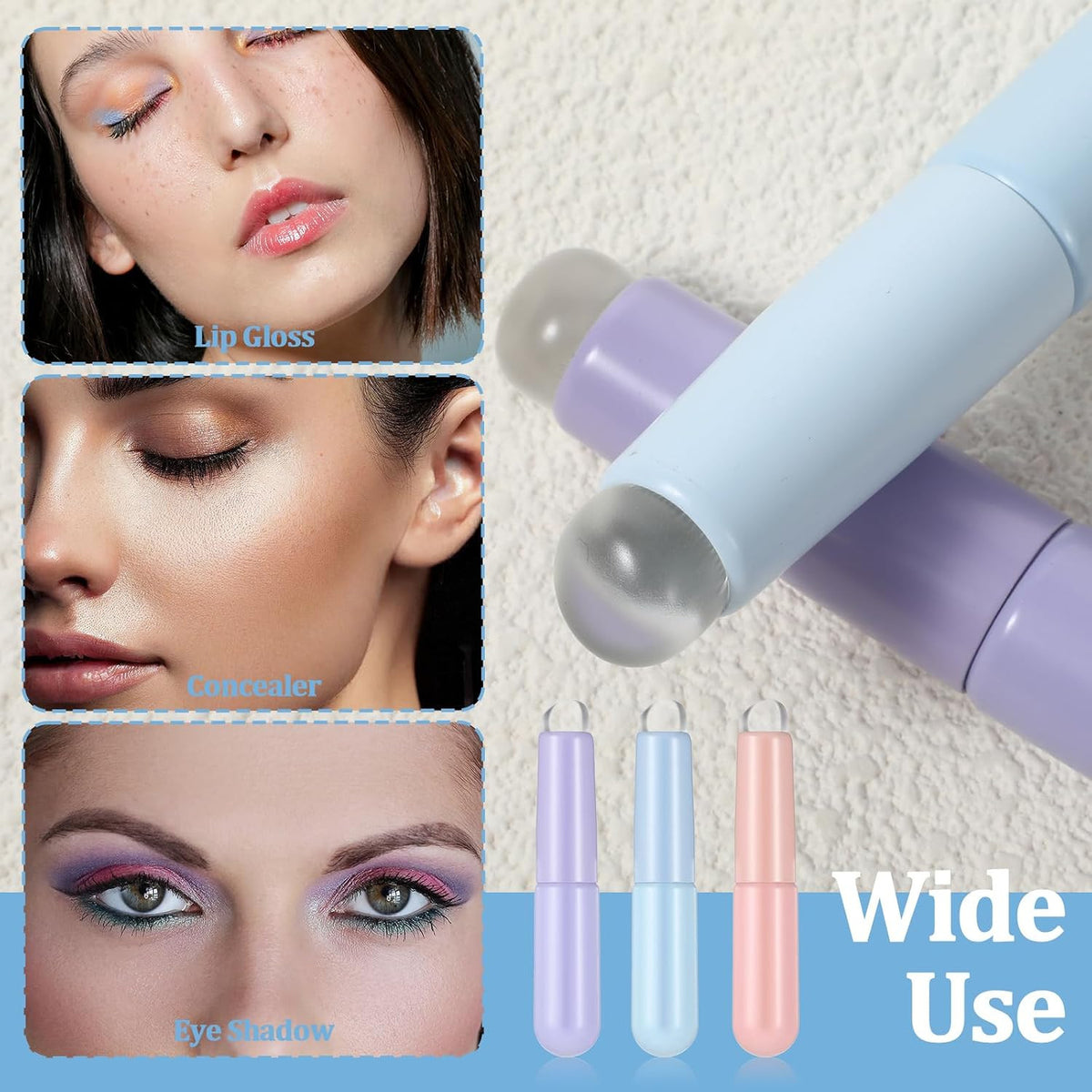3-Pack Silicone Lip Brush Set - Reusable Lip Balm & Mask Applicators