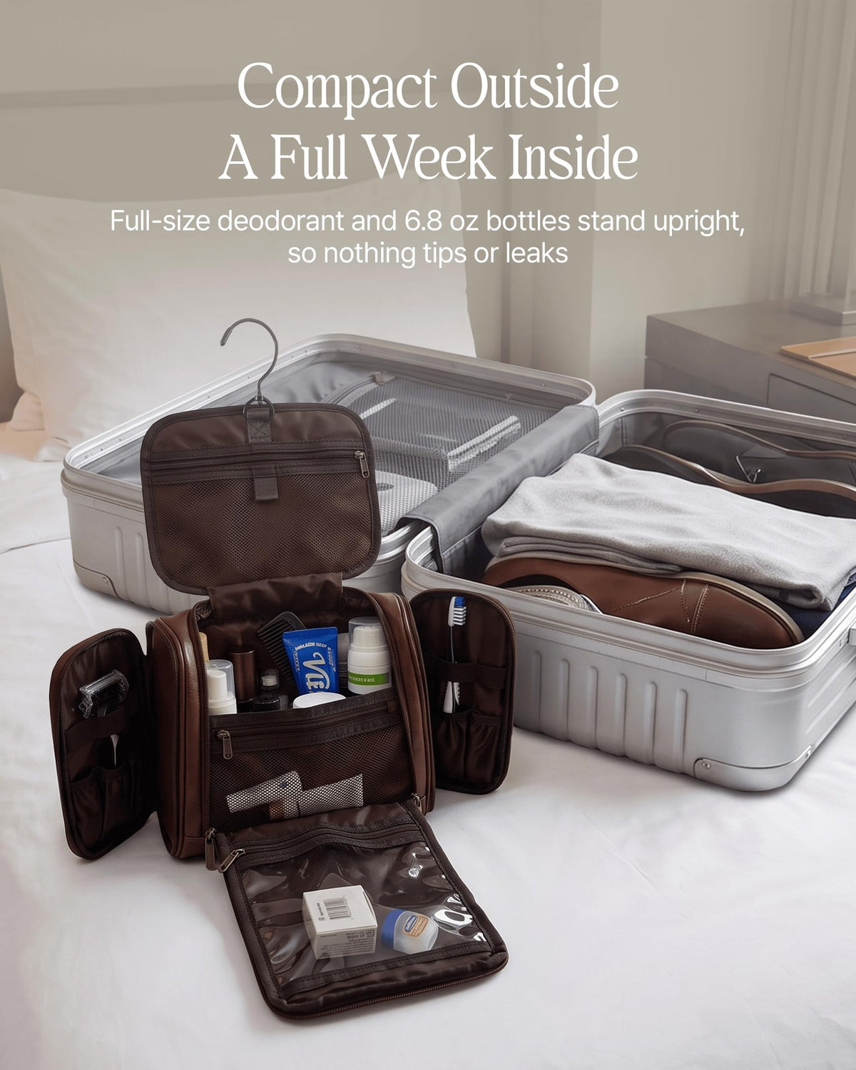 Travel Toiletry Bag Men Small Hanging Dopp Kit Water-Resistant Organizer