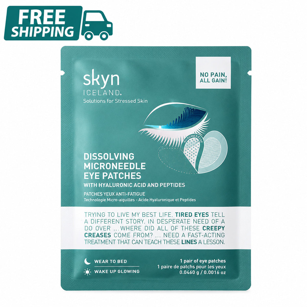 Dissolving Microneedle Eye Patches with Hyaluronic Acid - 1 Pair