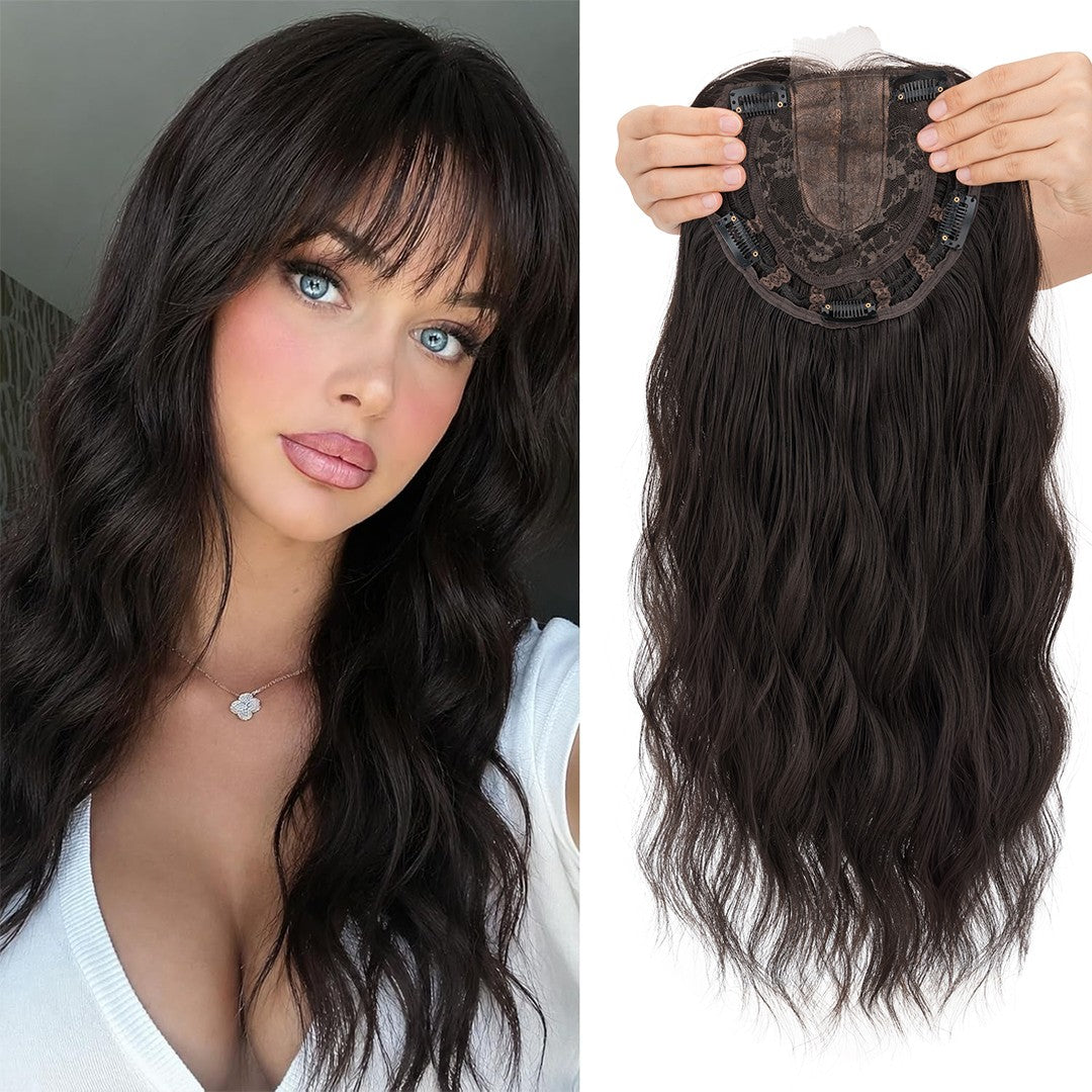 Women’s Clip-In Human Hair Topper with Hand-Tied Base - Water Wavy Style