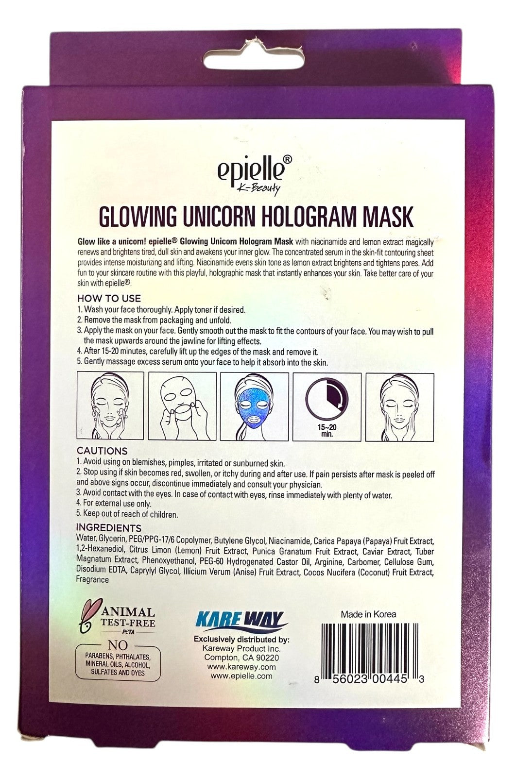 Glowing Unicorn Hologram Sheet Mask - 3 Count