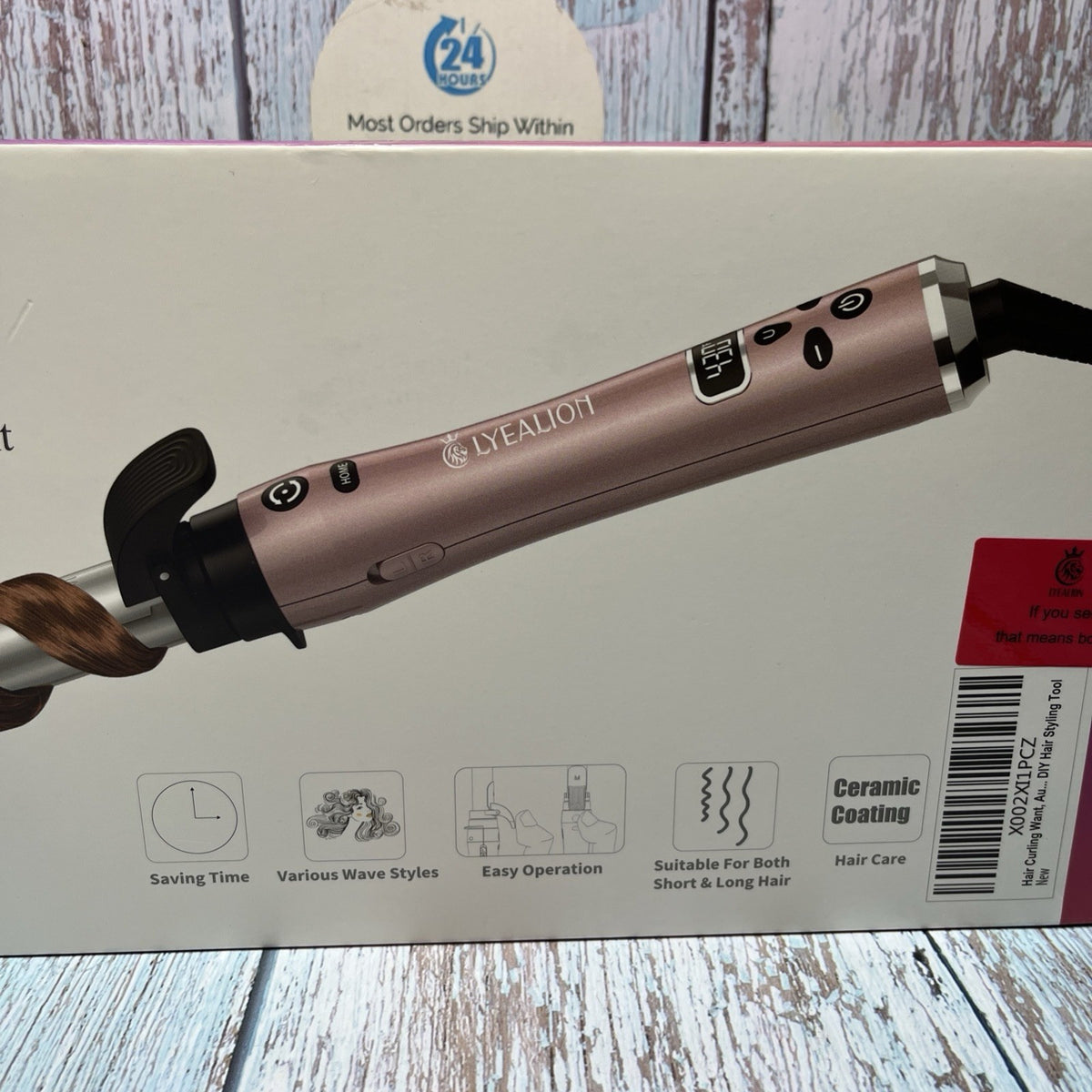 Lyealion 3-in-1 Automatic Hair Curling Iron with Replaceable Barrels - Pink