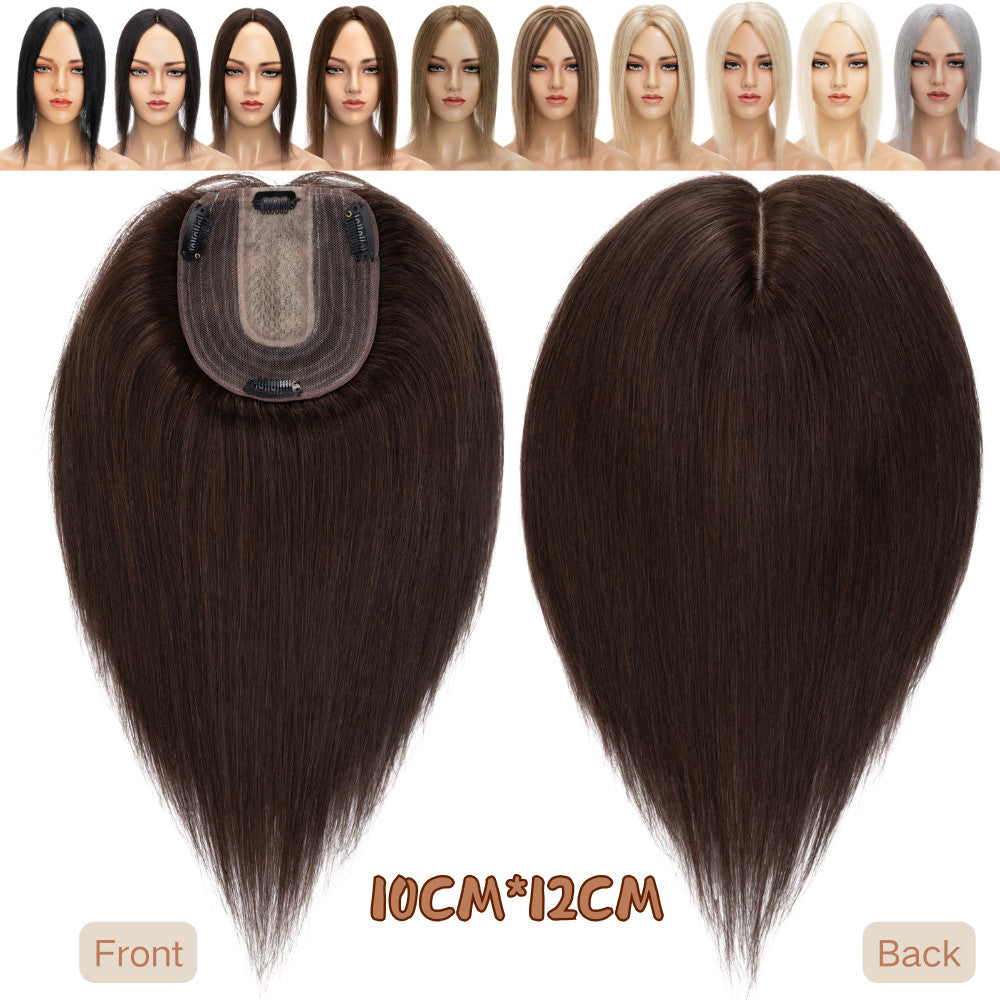 Remy Human Hair Clip-In Topper for Women - Silk Mono Base, Multiple Lengths & Colors
